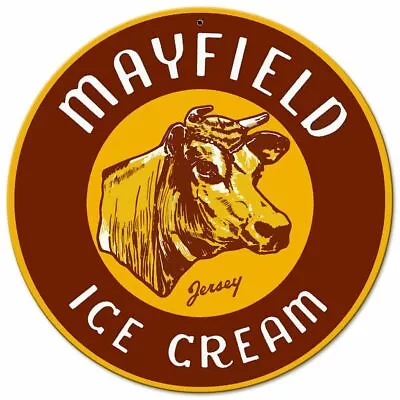 Mayfield Ice Cream Jersey 14  Round Heavy Duty Usa Made Metal Advertising Sign • $72