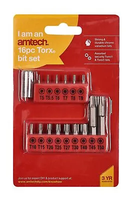 16Pc Torx Bit Star Screwdriver Tamperproof Security T10-T40 T5-T9 50Mm T45 T50 • £4.59