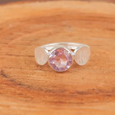 Natural Morganite Gemstone Ring  925 Sterling Silver Women Designer Gift • $17.99