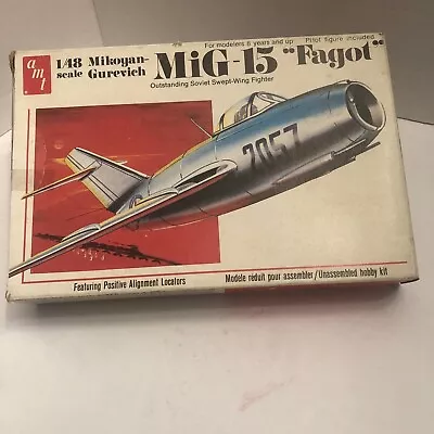 Vintage AMT 1:48 Model Airplane MiG-15 Fagot Mikoyan-Gurevich New In Box FS • $18.90