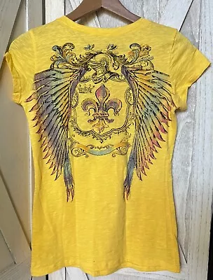 New Without Tags Vocal Apparel Womens Yellow Rainbow Wings Shirt Top M Medium • $23