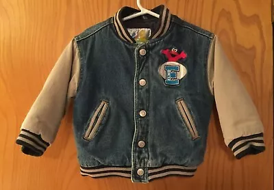 Sesame Street Elmo Football Lined Denim Jacketsize 3t • $24.99