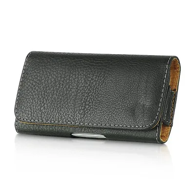$9.60 • Buy For SAMSUNG Phone - HORIZONTAL BLACK Leather Pouch Holder Belt Clip Holster Case