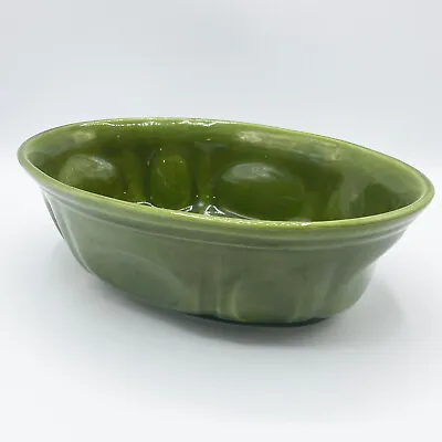 HAEGER Vintage 60s 70s Olive Green Oval Pottery Planter Bowl - No. 3929 • $35.99
