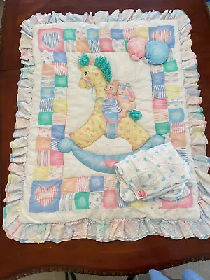 Vintage Red Calliope 1993 Crib Comforter With Matching Crib Sheet • $52