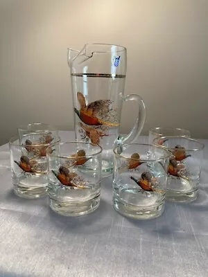 Mid Century Barware West Virginia Glass Martini Pitcher And 6 Glasses RARE • $95