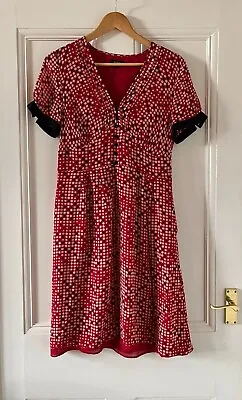 £25.50 • Buy Linea Red/Black/Cream Silk Chiffon Polka-dot Vintage 40s-style Tea Dress, 12/M