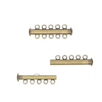 Metal Multi Strand Slide Lock Tube Clasp With Loop Rings For 5 Stranded Designs • $4.19