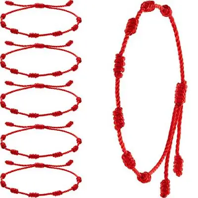 Pulsera Roja 7 Nudos 6 Piezas CordÃ³n Ajustable La ProtecciÃ³n Del Mal De Ojo • $10.62