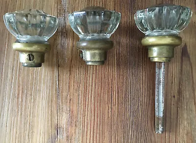 3 Vintage 12 Point Glass Crystal Door Knobs & One Stem Used • $19.99