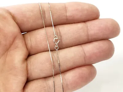 $69.99 • Buy 14K Solid White Gold 18  Thin Dainty BOX Chain Pendant Necklace 0.5mm 14kt Gold