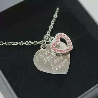 Personalised ENGRAVED Necklace Pendant Jewellery Birthday Christmas Gifts • £13.45