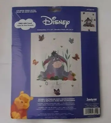 Disney Janlynn Cross Stitch Kit Eeyore & Butterflies Baby Birth Record 11  X 14  • £24.99