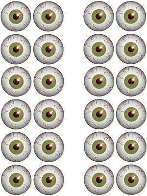 PRE CUT Eye Balls Edible Cupcake Wafer Paper Toppers X 24 (N1) • £1.50