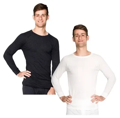 2 Pack Mens Wool Blend Thermal Underwear Long Sleeve Top Black Or Beige • $24.95