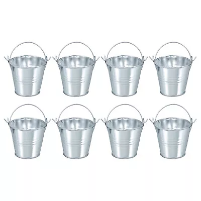 8 Pcs 2.4 X2  Small Metal Buckets Mini Galvanized Easter Buckets Bright Silver • $14.58