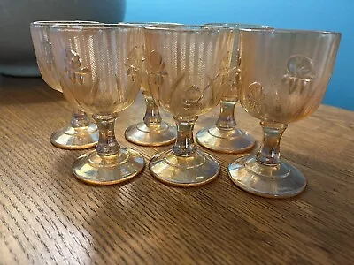 Vintage Peachy Amber Small Wine Cordial Goblets (Set Of 6) • $9.99