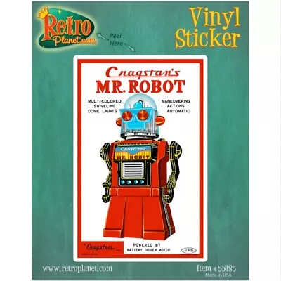 Cragstan's Mr. Robot Vinyl Sticker Retro Tin Toy Bumper Laptop Decal 3 X 4.6 • $4.95