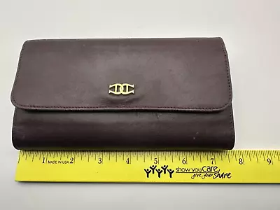 VTG Etienne Aigner Leather Wallet Coin Purse Gold Tone Kiss Lock Checkbook Photo • $32.95