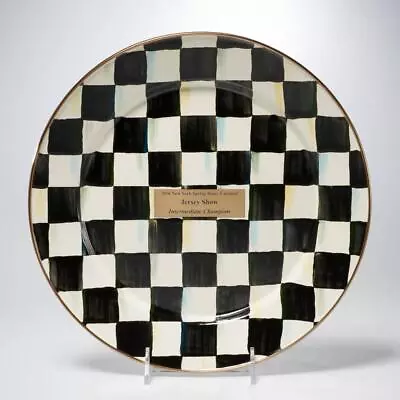 MacKenzie Childs Courtly Check B/W Black White Enamelware Plate *READ* • $70