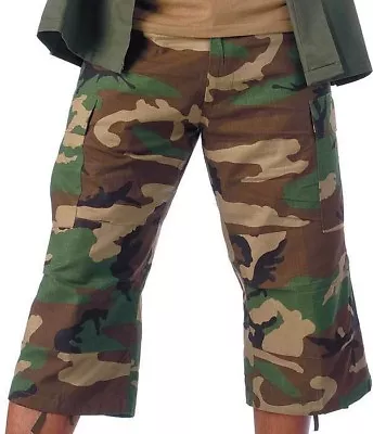 Camo Capris Long Cargo Shorts Military Army Fatigues Tactical 3/4 BDU Pants • $14.99