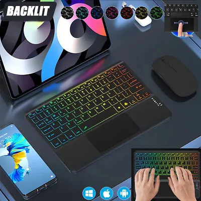 Bluetooth Backlit Touchpad Keyboard Mouse For Samsung Galaxy Tab A7 A8 A9 S9 S8 • $41.99