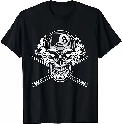 NEW LIMITED Skull Billiards Snooker Billiard 8 Ball Player T-Shirt Size S-5XL • $17.99