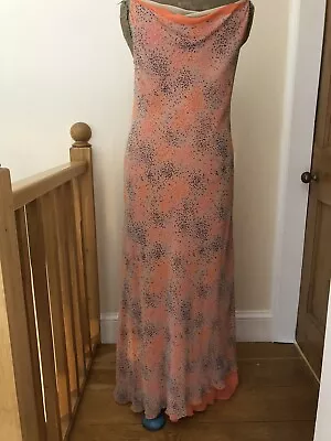 £75 • Buy AFTER SIX Chiffon Ronald Joyce Designer Peach & Blue  Maxi Dress & Wrap Size 14