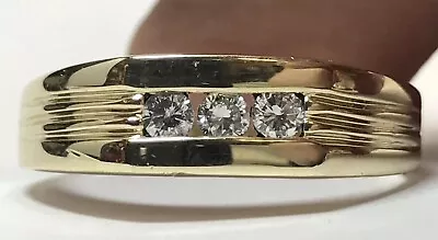 Mens 14k Yellow Gold .30 Carat Diamond Wedding Band Ring Mans Size 12.5 • $499.99