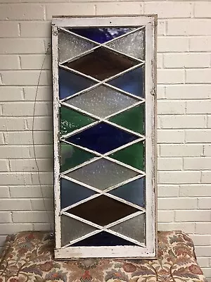 Antique Vtg Stained Glass Window With Broken Pane 39 3/4 X 17 1/4 X 1/1/2” As Is • $135