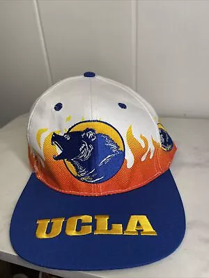 Vintage 1990 UCLA Bruins Sports Flame  Snapback Hat NCAA COLLEGE  Super Rare !! • $299