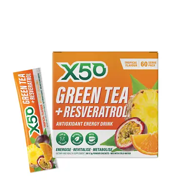 X50 Green Tea Tropical Detox Teatox Fat Burner Weight Loss Drink Tribeca Health • $25.95
