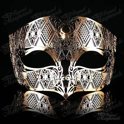 Luxury Light Metal Venetian Masquerade Mask For Men M7156 [Gold] • $19.95