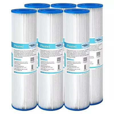 6 Pack 10 X2.5  Pleated Sediment Water Filter Washable Cartridges 5/20/50 Micron • $31.99