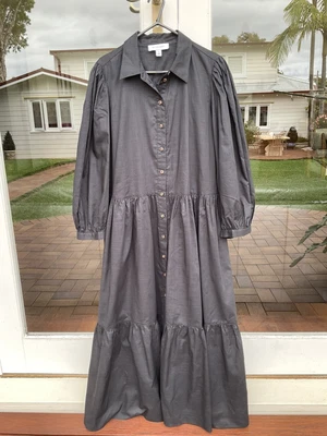 $59 • Buy Witchery Black Long Sleeve Cotton Tiered Dress Size 14 