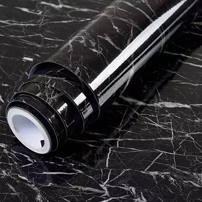 Black Wallpaper Black Peel And Stick Wallpaper Marble Counter Top Stick On Wallp • $8.73