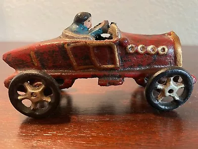 Vintage Antique Metal Cast Iron Race Car Model Boat Tail Red 5.25 Inch Unmarked • $21.50