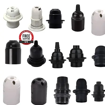 E27 E14 Plastic Light Bulb Lamp Holder Screw Style Pendant Socket Bulb Holders • £4.89