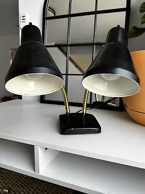 Vintage Double Gooseneck Desk/Wall Lamp Industrial Steampunk Mid Century Mod • $100