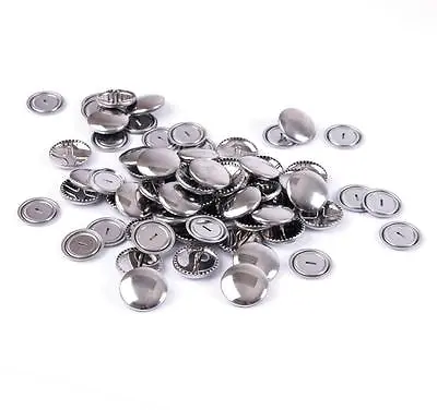 100 Bulk Hemline Non Sew Self Cover Metal Top Buttons Fabric Garments 19 Mm • £37.49