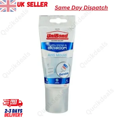 UniBond Anti-Mould Durable Kitchen Bathroom Shower Silicone Sealant - White • £10.49