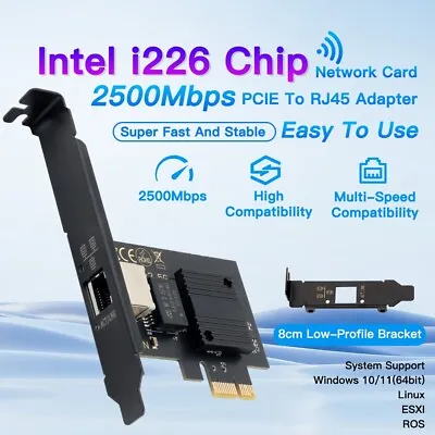 2.5G PCIE RJ45 Port Network Card Gigabit Ethernet LAN Adapter Intel I226 Chipset • $23.79