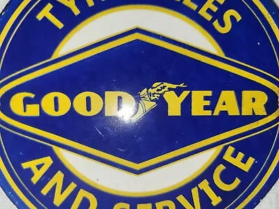 Vintage Goodyear Porcelain Sign Tires Sales Service Hoosier Michelin Gas Oil  • $30