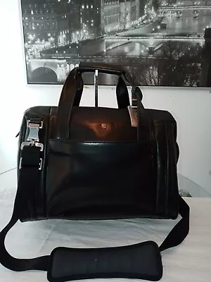 Victorinox Swiss Army Large Black Leather Travel Bag Duffel • $130