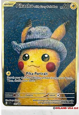 Pokemon Pikachu Pika With Grey Felt Hat Van Gogh Gold Card • $9.50