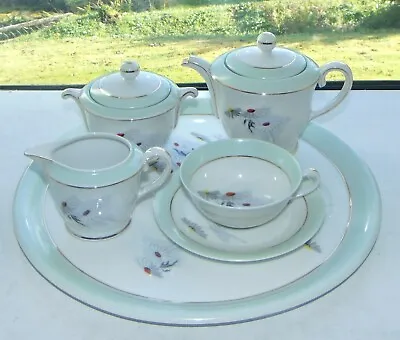 Limoges Charles Ahrenfeldt Tea For One On Tray Daisy Bone China Teapot Cup Jug • £65
