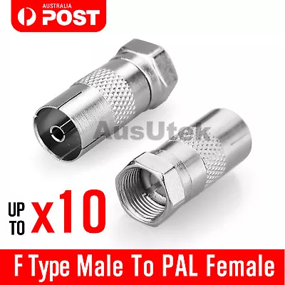$6.75 • Buy F-Type Male To PAL Female Socket TV Antenna Cable Connector Adaptor RG6 Adapter