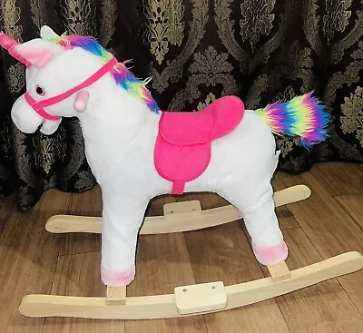 Kids Pink Snow-White Rocking Horse/ Unicorn Plush • £20