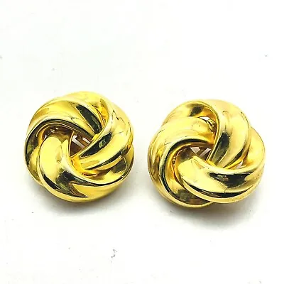 Vintage Twisted Knot Earrings Clip On Gold Tone Classic Career Workwear • $14.99