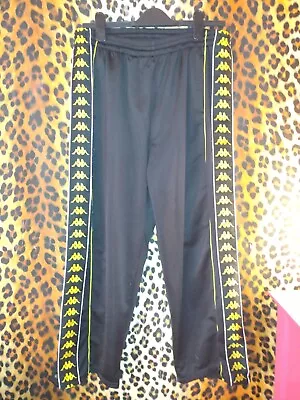 Vintage 90s KAPPA Side Popper Leg Tracksuit Bottoms. Trousers. Black Yellow.... • £25